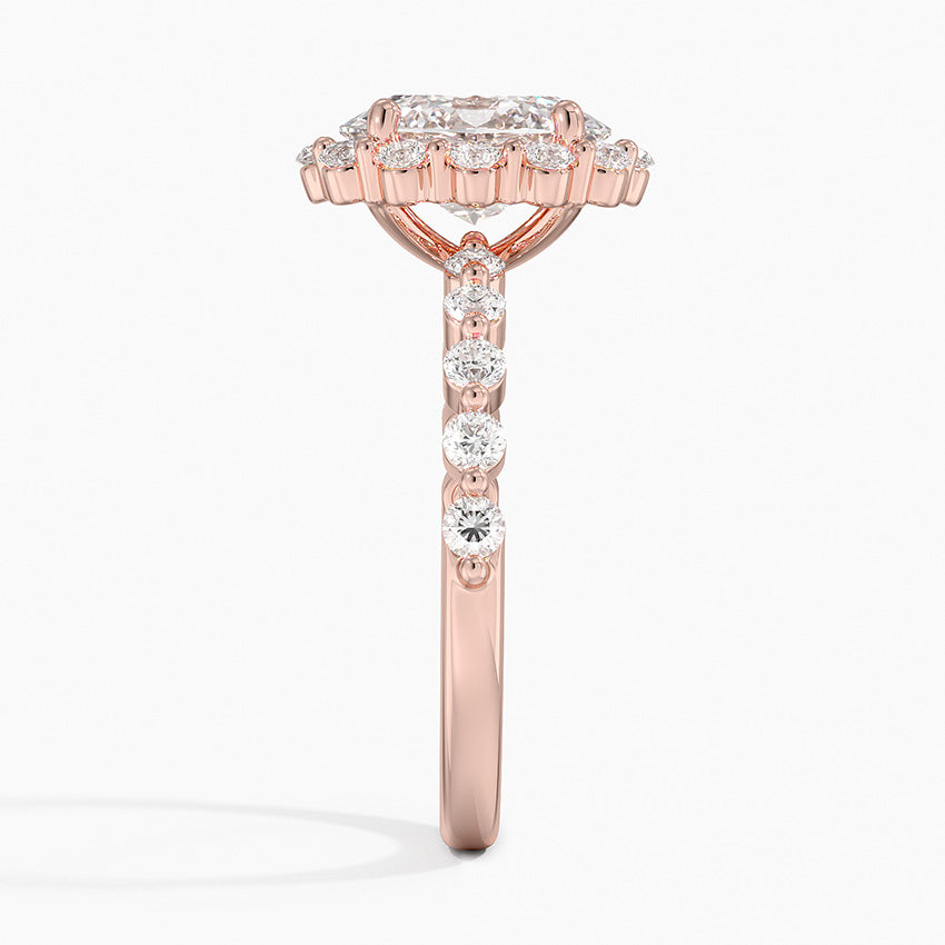 2.50 Karat Oval Halo Tasarım Tektaş Laboratuvar Pırlanta Yüzük 18K -Mirara - Bold Diamonds