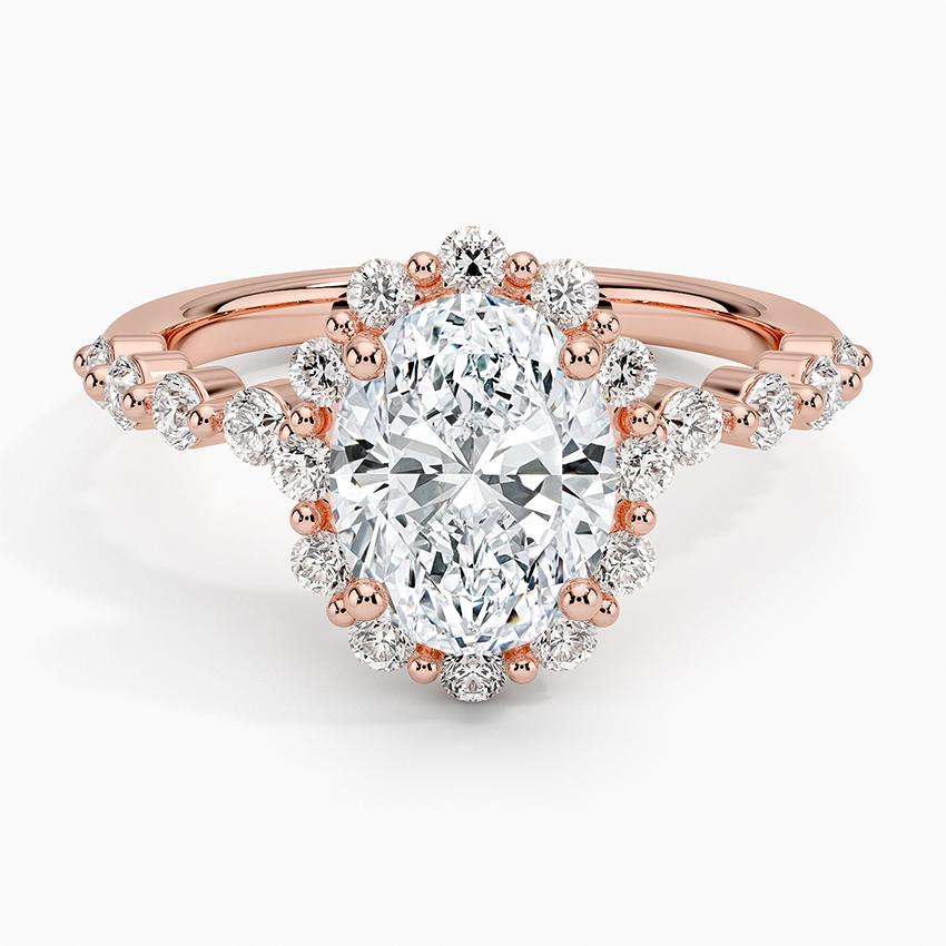 2.50 Karat Oval Halo Tasarım Tektaş Laboratuvar Pırlanta Yüzük 18K -Mirara - Bold Diamonds