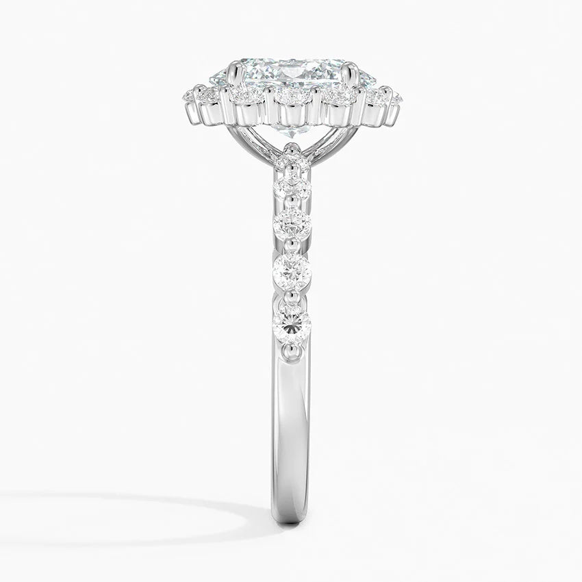 2.50 Karat Oval Halo Tasarım Tektaş Laboratuvar Pırlanta Yüzük 18K -Mirara - Bold Diamonds