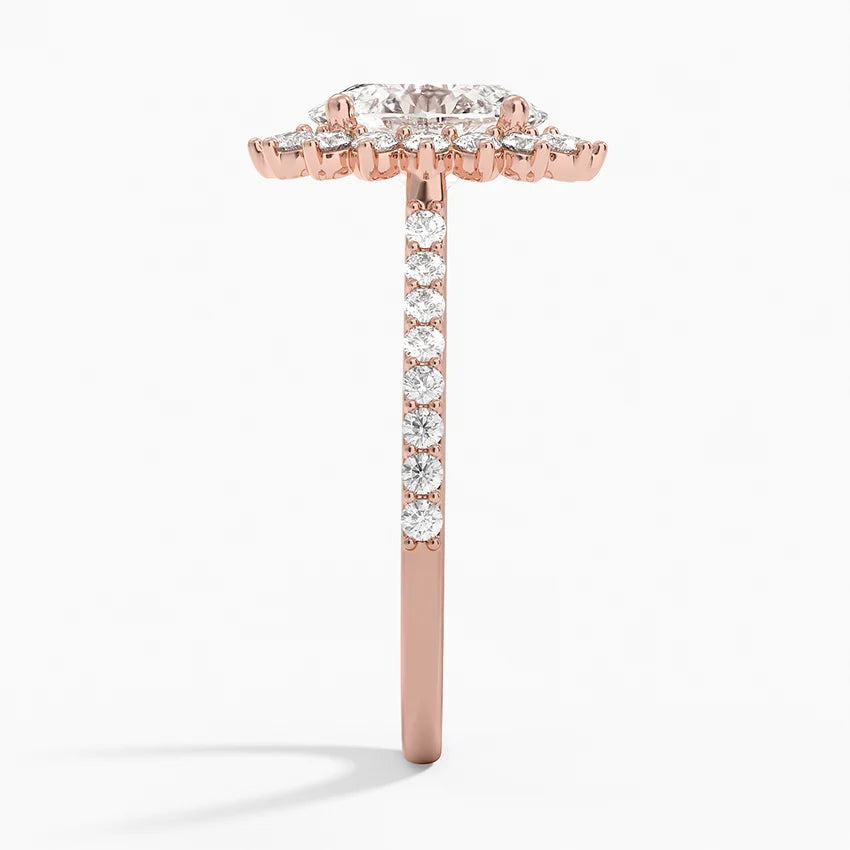 2,50 Karat Oval Halo Tasarım Tektaş Laboratuvar Pırlanta Yüzük 18K -Seraphina - Bold Diamonds