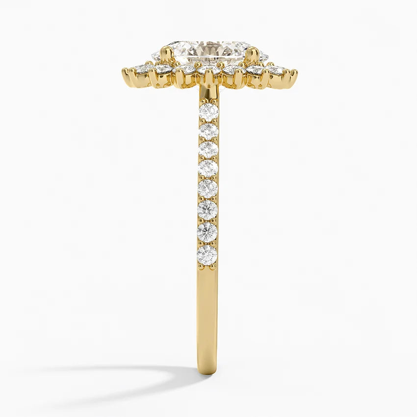2,50 Karat Oval Halo Tasarım Tektaş Laboratuvar Pırlanta Yüzük 18K -Seraphina - Bold Diamonds