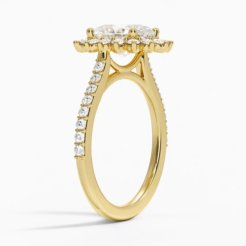 2,50 Karat Oval Halo Tasarım Tektaş Laboratuvar Pırlanta Yüzük 18K -Seraphina - Bold Diamonds