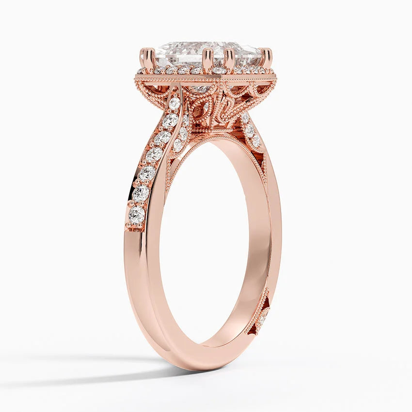 2.50 Karat Prenses Halo Tasarım Tektaş Laboratuvar Pırlanta Yüzük 18K -Clarella - Bold Diamonds