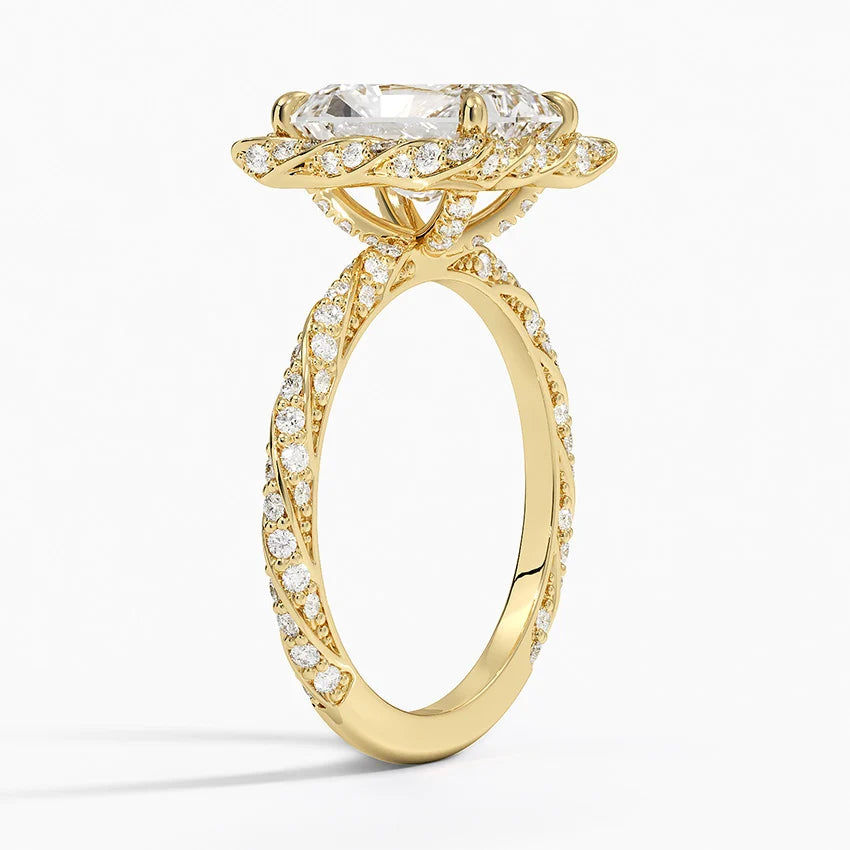 2.50 Karat Radiant Halo Tasarım Tektaş Laboratuvar Pırlanta Yüzük 18k -Elyra - Bold Diamonds