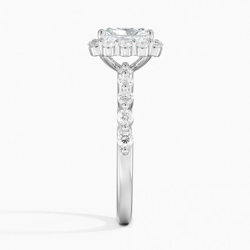 2.50 Karat Radiant Halo Tasarım Tektaş Laboratuvar Pırlanta Yüzük 18K -Mirara - Bold Diamonds