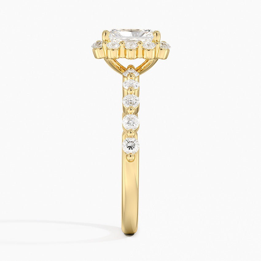 2.50 Karat Radiant Halo Tasarım Tektaş Laboratuvar Pırlanta Yüzük 18K -Mirara - Bold Diamonds