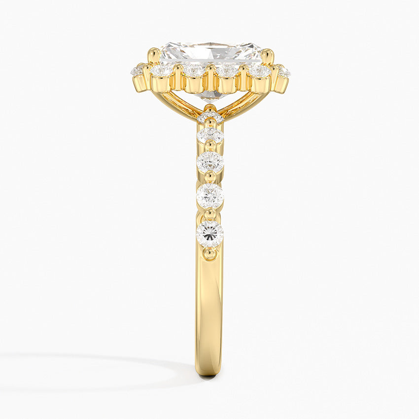 2.50 Karat Radiant Halo Tasarım Tektaş Laboratuvar Pırlanta Yüzük 18K -Mirara - Bold Diamonds