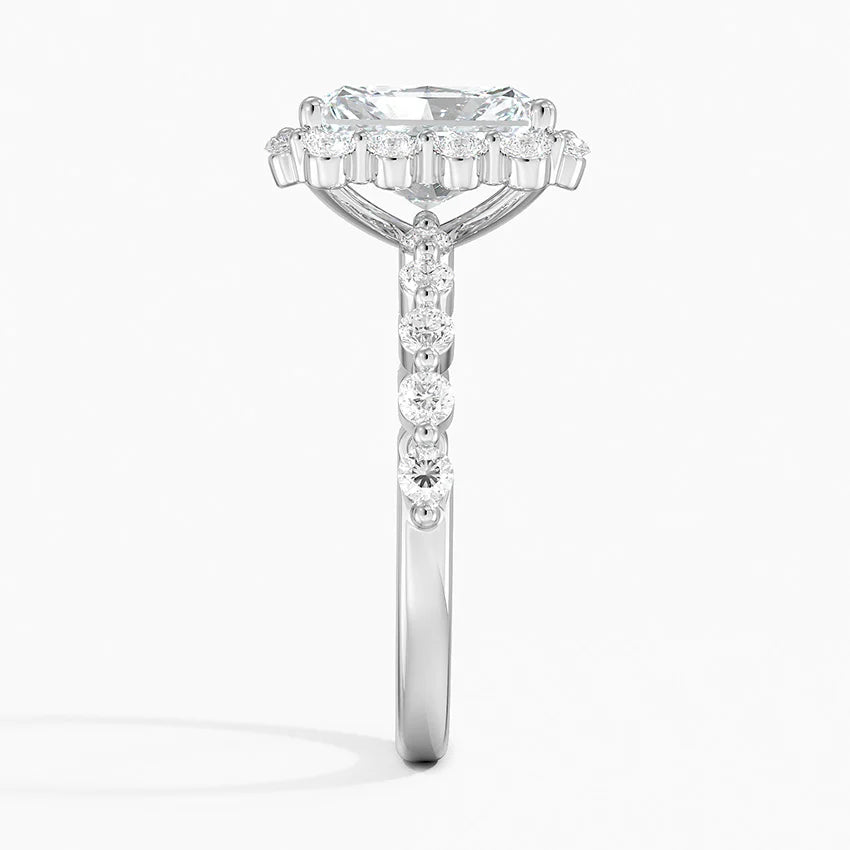 2.50 Karat Radiant Halo Tasarım Tektaş Laboratuvar Pırlanta Yüzük 18K -Mirara - Bold Diamonds