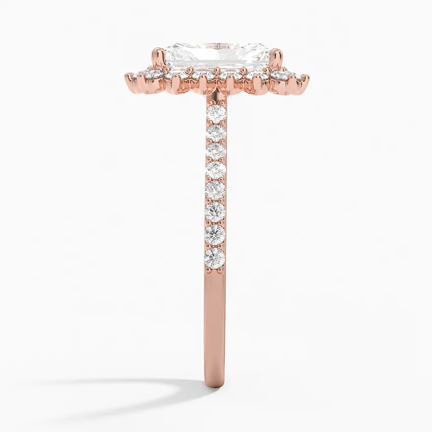2,50 Karat Radiant Halo Tasarım Tektaş Laboratuvar Pırlanta Yüzük 18K -Seraphina - Bold Diamonds