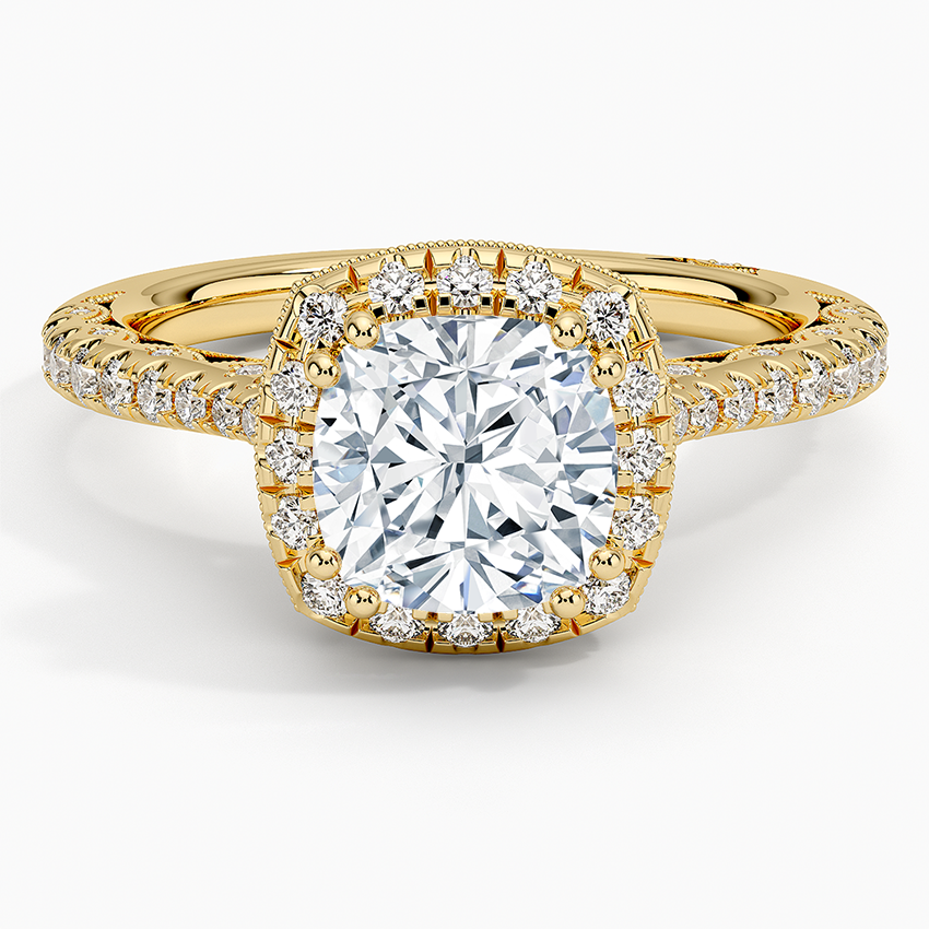 2.60 Karat Cushion Halo Tasarım Tektaş Laboratuvar Pırlanta Yüzük 18K -Florina - Bold Diamonds