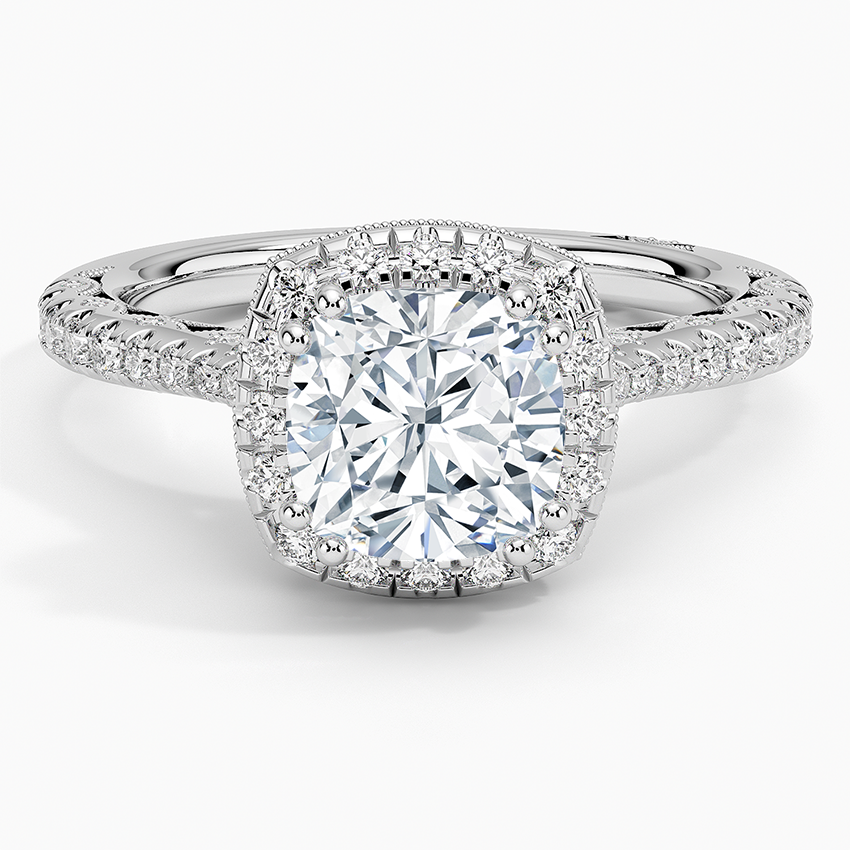 2.60 Karat Cushion Halo Tasarım Tektaş Laboratuvar Pırlanta Yüzük 18K -Florina - Bold Diamonds