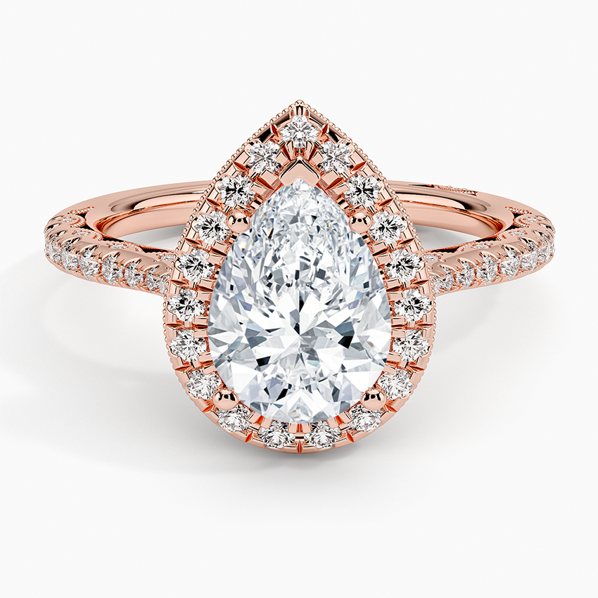 2.60 Karat Damla Halo Tasarım Tektaş Laboratuvar Pırlanta Yüzük 18K -Florina - Bold Diamonds