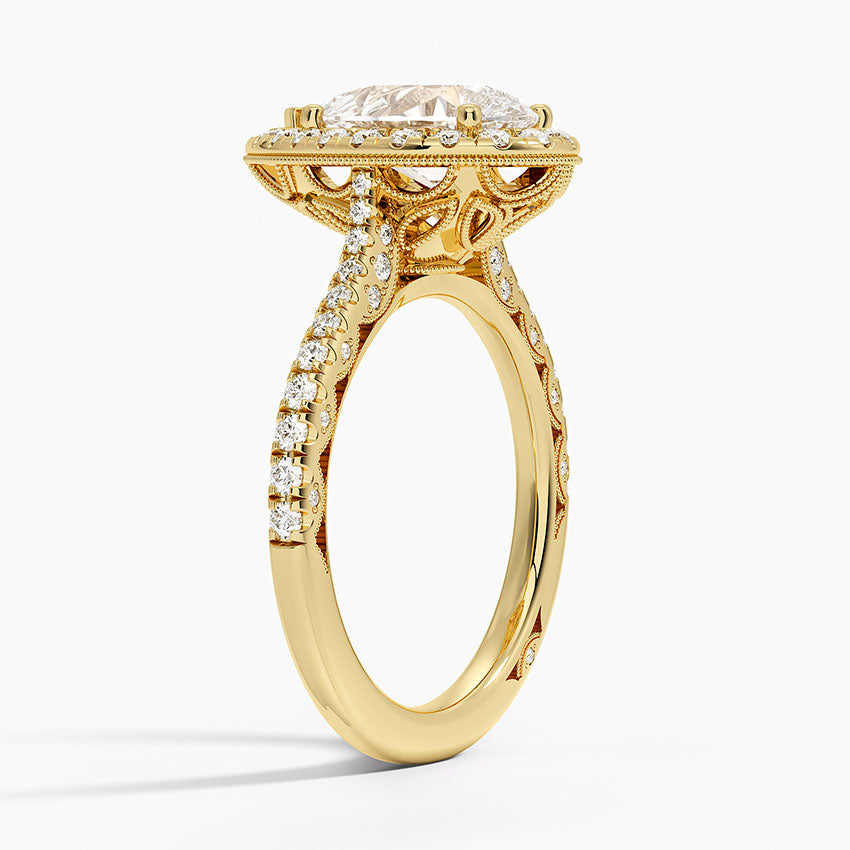 2.60 Karat Damla Halo Tasarım Tektaş Laboratuvar Pırlanta Yüzük 18K -Florina - Bold Diamonds