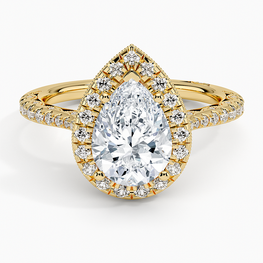 2.60 Karat Damla Halo Tasarım Tektaş Laboratuvar Pırlanta Yüzük 18K -Florina - Bold Diamonds
