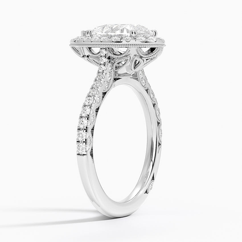 2.60 Karat Damla Halo Tasarım Tektaş Laboratuvar Pırlanta Yüzük 18K -Florina - Bold Diamonds