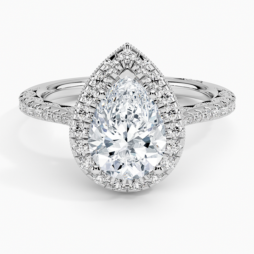 2.60 Karat Damla Halo Tasarım Tektaş Laboratuvar Pırlanta Yüzük 18K -Florina - Bold Diamonds