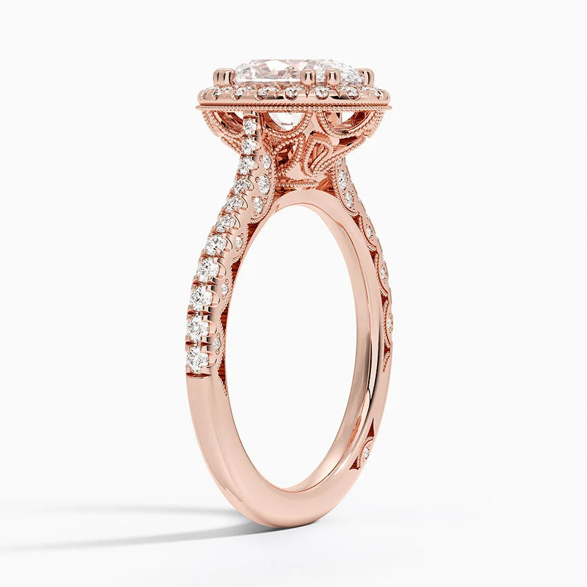 2.60 Karat Oval Halo Tasarım Tektaş Laboratuvar Pırlanta Yüzük 18K -Florina - Bold Diamonds