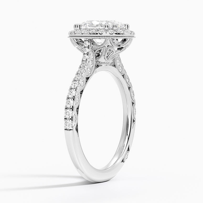 2.60 Karat Oval Halo Tasarım Tektaş Laboratuvar Pırlanta Yüzük 18K -Florina - Bold Diamonds