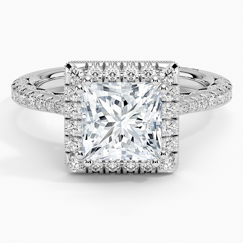 2.60 Karat Prenses Halo Tasarım Tektaş Laboratuvar Pırlanta Yüzük 18K -Florina - Bold Diamonds