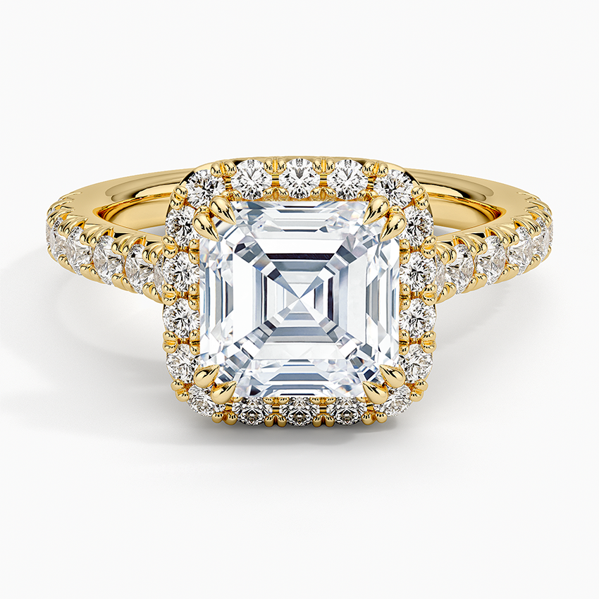 2,75 Karat Asscher Halo Tasarım Tektaş Laboratuvar Pırlanta Yüzük 18K -Aurora - Bold Diamonds