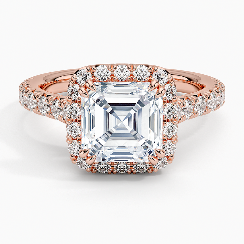 2,75 Karat Asscher Halo Tasarım Tektaş Laboratuvar Pırlanta Yüzük 18K -Aurora - Bold Diamonds