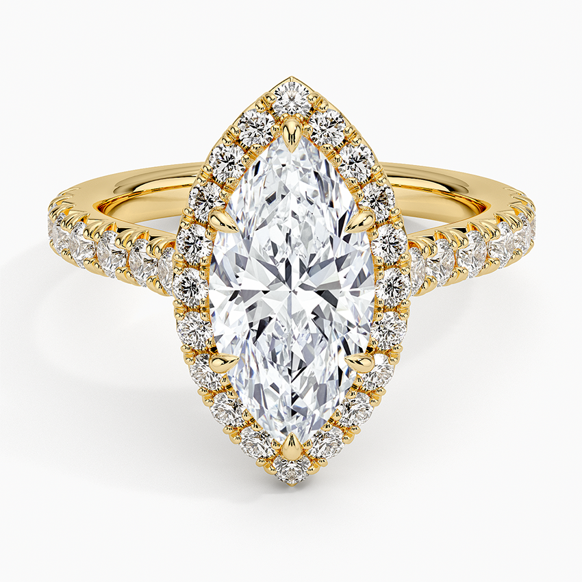 2,75 Karat Marquise Halo Tasarım Tektaş Laboratuvar Pırlanta Yüzük 18K -Aurora - Bold Diamonds