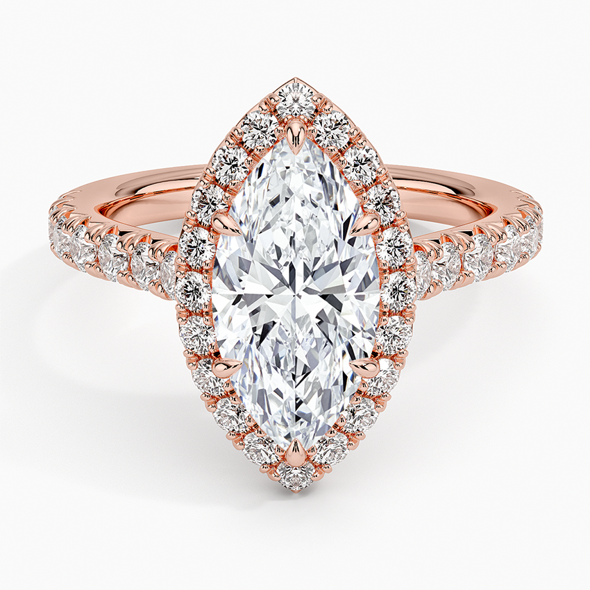 2,75 Karat Marquise Halo Tasarım Tektaş Laboratuvar Pırlanta Yüzük 18K -Aurora - Bold Diamonds