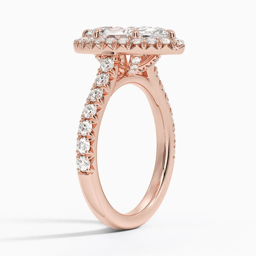 2,75 Karat Marquise Halo Tasarım Tektaş Laboratuvar Pırlanta Yüzük 18K -Aurora - Bold Diamonds