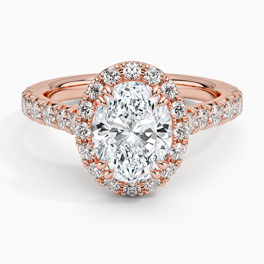 2,75 Karat Oval Halo Tasarım Tektaş Laboratuvar Pırlanta Yüzük 18K -Aurora - Bold Diamonds