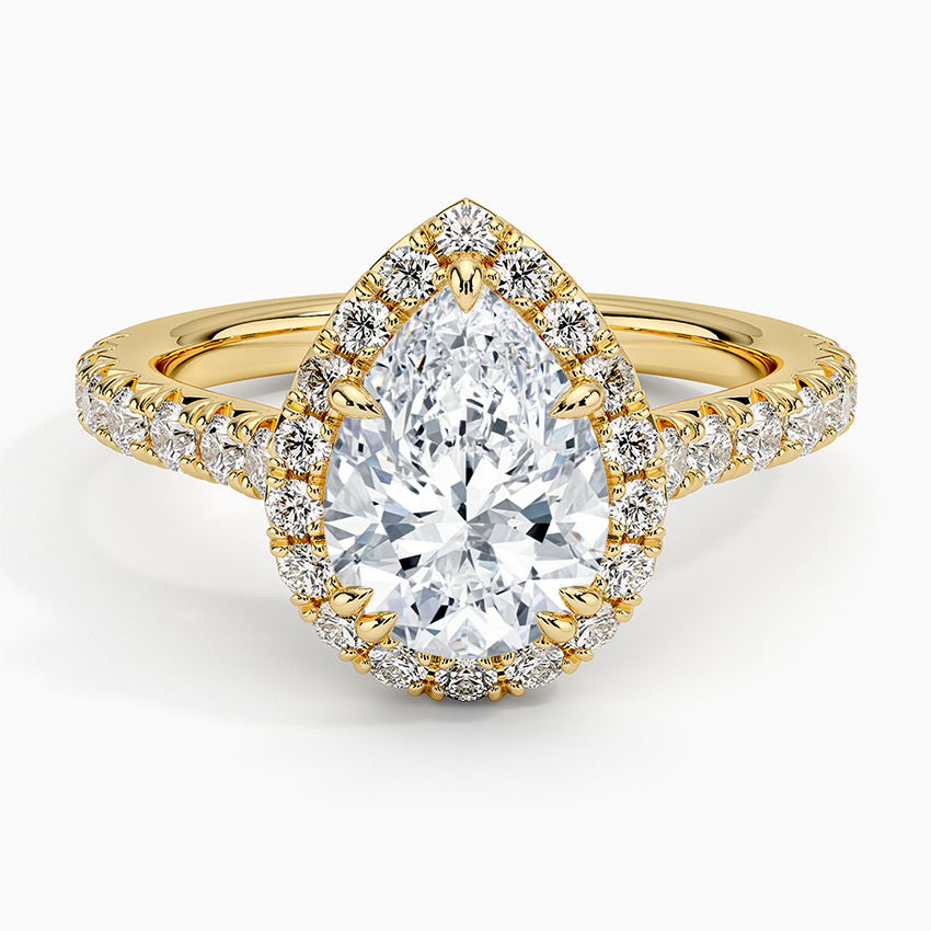 2,75 Karat Pear Halo Tasarım Tektaş Laboratuvar Pırlanta Yüzük 18K -Aurora - Bold Diamonds