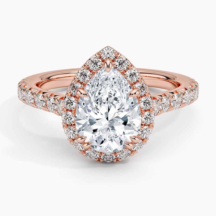 2,75 Karat Pear Halo Tasarım Tektaş Laboratuvar Pırlanta Yüzük 18K -Aurora - Bold Diamonds