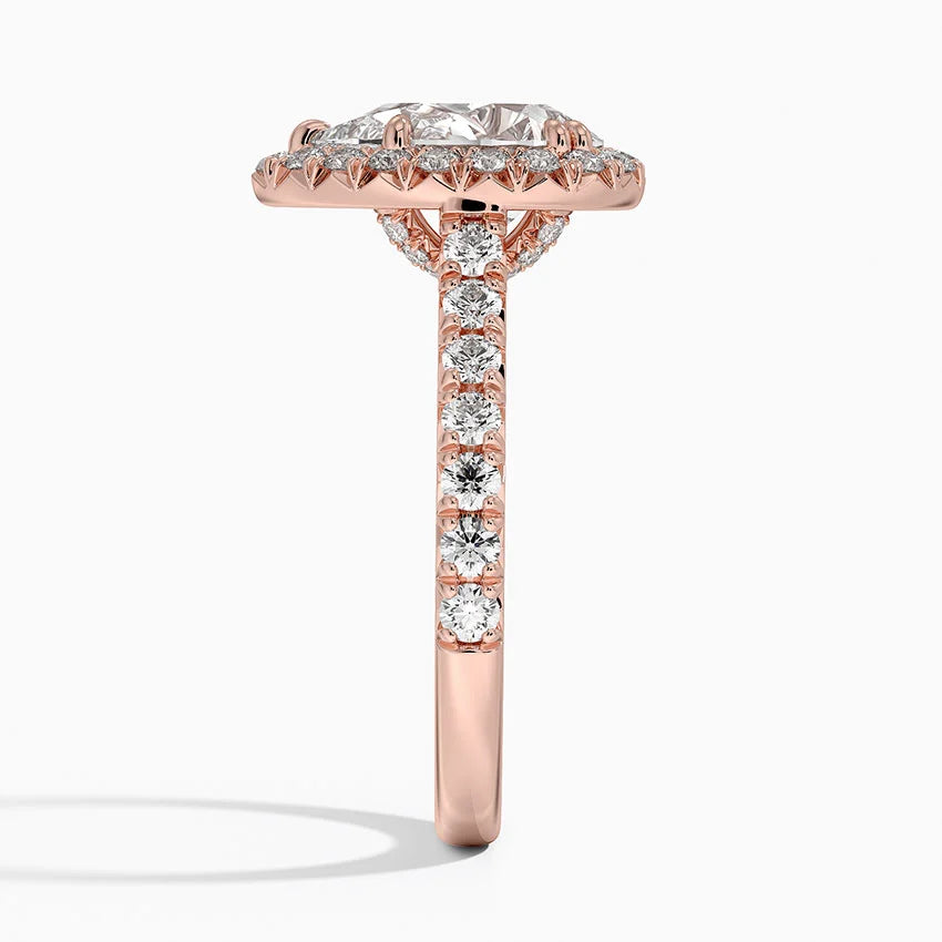 2,75 Karat Pear Halo Tasarım Tektaş Laboratuvar Pırlanta Yüzük 18K -Aurora - Bold Diamonds