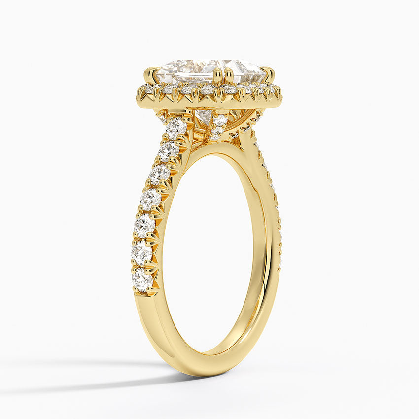 2,75 Karat Prenses Halo Tasarım Tektaş Laboratuvar Pırlanta Yüzük 18K -Aurora - Bold Diamonds