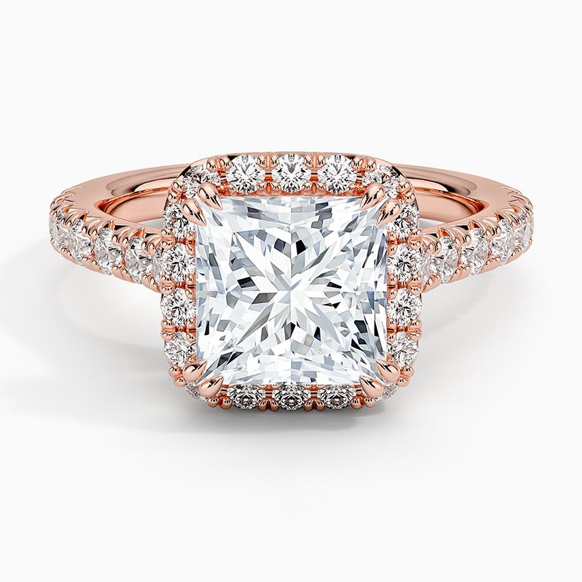 2,75 Karat Prenses Halo Tasarım Tektaş Laboratuvar Pırlanta Yüzük 18K -Aurora - Bold Diamonds