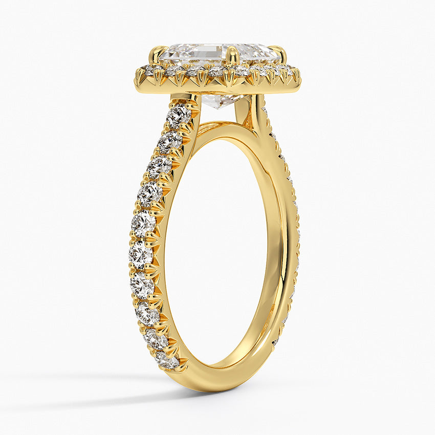 2.80 Karat Asscher Halo Tasarım Tektaş Laboratuvar Pırlanta Yüzük 18k -Ornara - Bold Diamonds