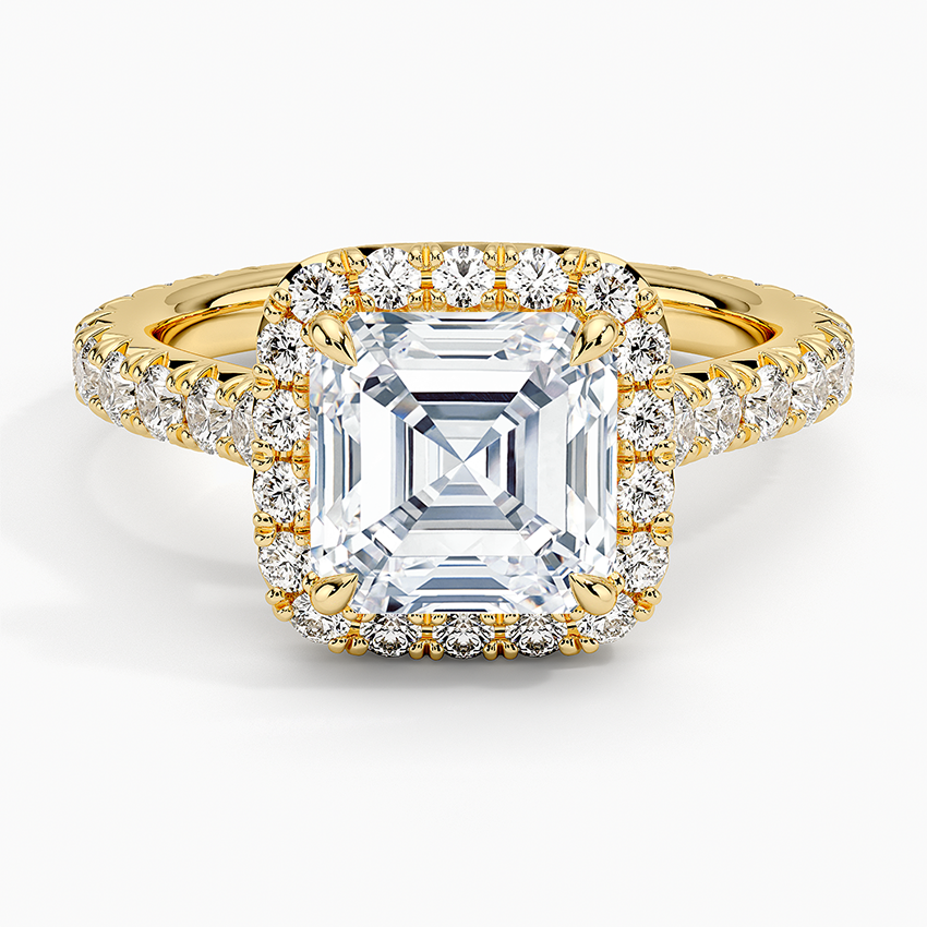 2.80 Karat Asscher Halo Tasarım Tektaş Laboratuvar Pırlanta Yüzük 18k -Ornara - Bold Diamonds