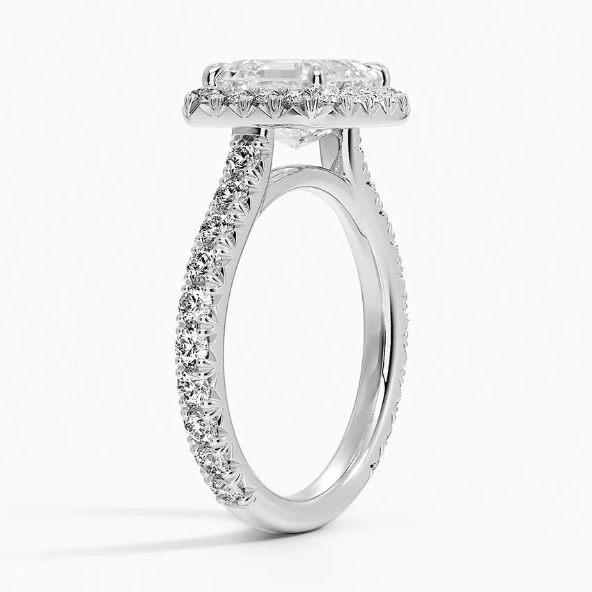 2.80 Karat Asscher Halo Tasarım Tektaş Laboratuvar Pırlanta Yüzük 18k -Ornara - Bold Diamonds