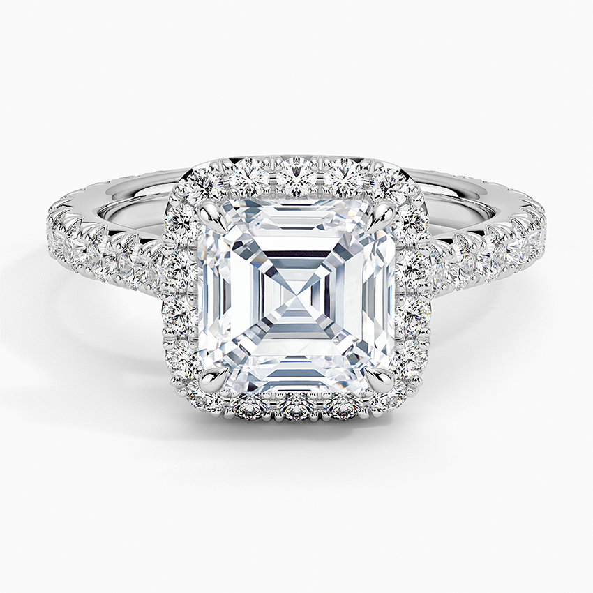 2.80 Karat Asscher Halo Tasarım Tektaş Laboratuvar Pırlanta Yüzük 18k -Ornara - Bold Diamonds