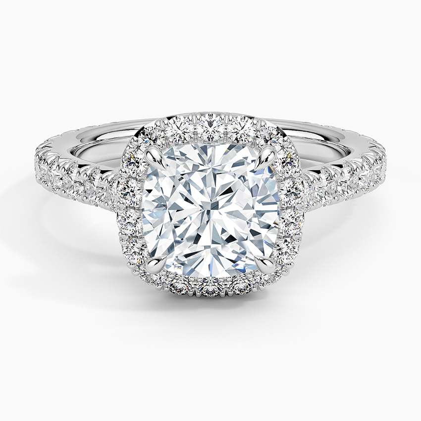 2.80 Karat Cushion Halo Tasarım Tektaş Laboratuvar Pırlanta Yüzük 18k -Ornara - Bold Diamonds