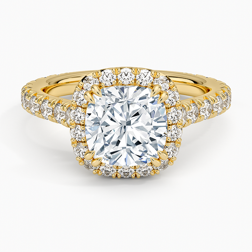 2,80 Karat Cushion Halo Tasarım Tektaş Laboratuvar Pırlanta Yüzük 18K - Stellara - Bold Diamonds
