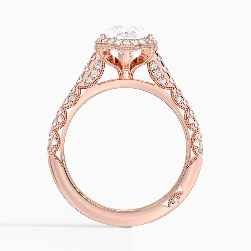 2.80 Karat Damla Halo Tasarım Tektaş Laboratuvar Pırlanta Yüzük 18K -Lumora - Bold Diamonds