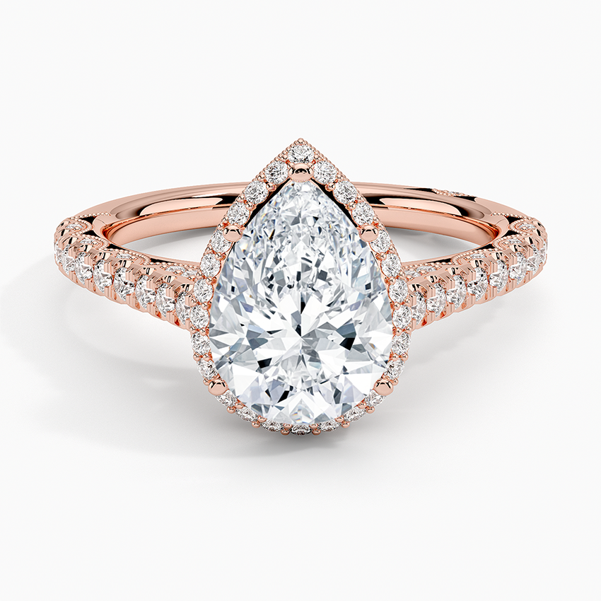 2.80 Karat Damla Halo Tasarım Tektaş Laboratuvar Pırlanta Yüzük 18K -Lumora - Bold Diamonds