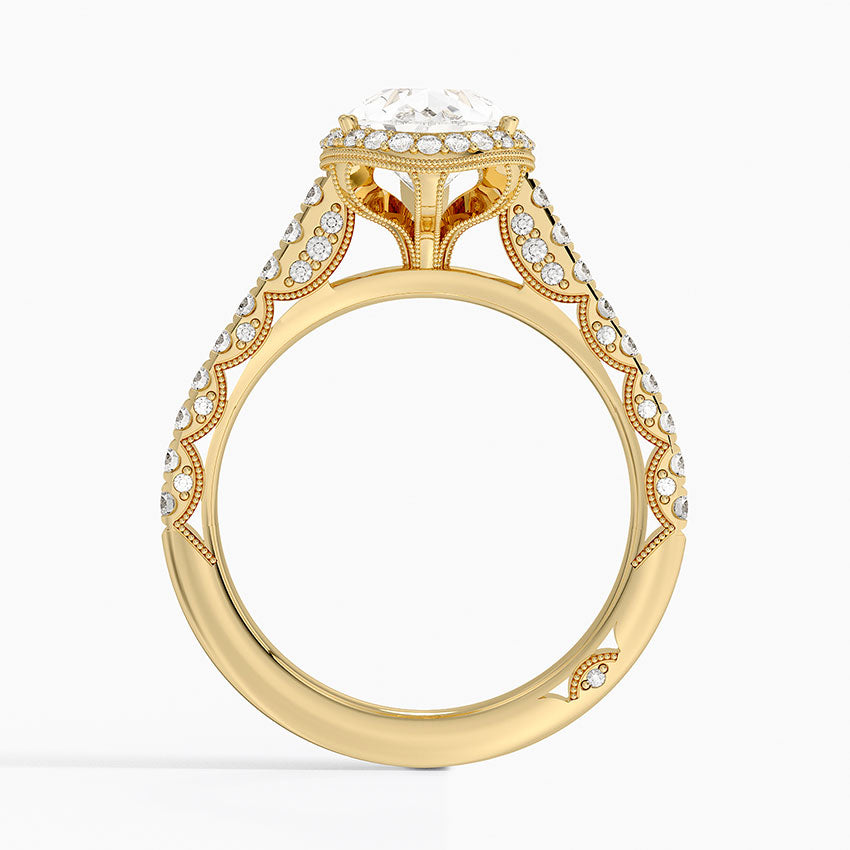 2.80 Karat Damla Halo Tasarım Tektaş Laboratuvar Pırlanta Yüzük 18K -Lumora - Bold Diamonds