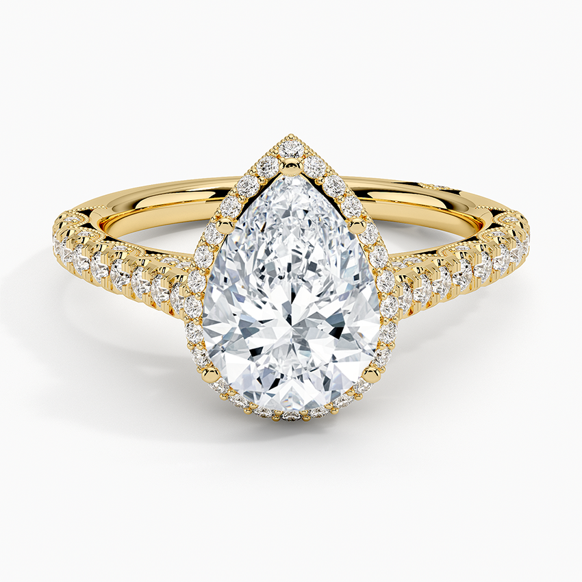 2.80 Karat Damla Halo Tasarım Tektaş Laboratuvar Pırlanta Yüzük 18K -Lumora - Bold Diamonds