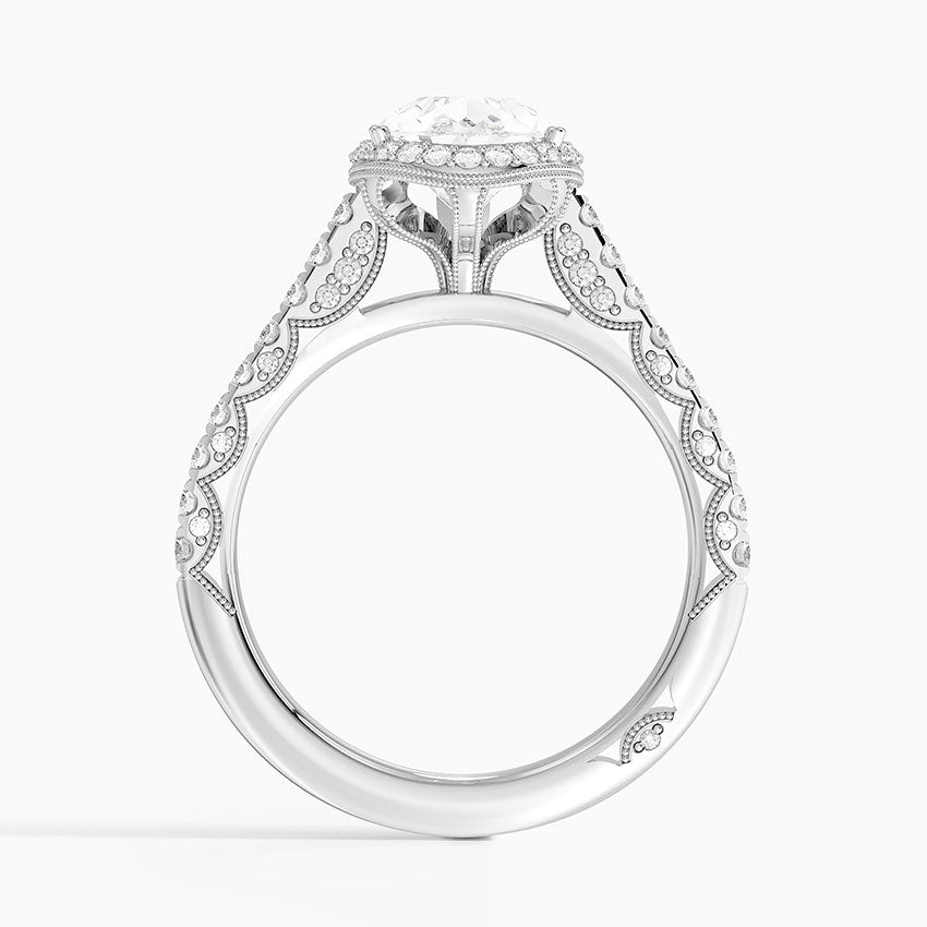 2.80 Karat Damla Halo Tasarım Tektaş Laboratuvar Pırlanta Yüzük 18K -Lumora - Bold Diamonds
