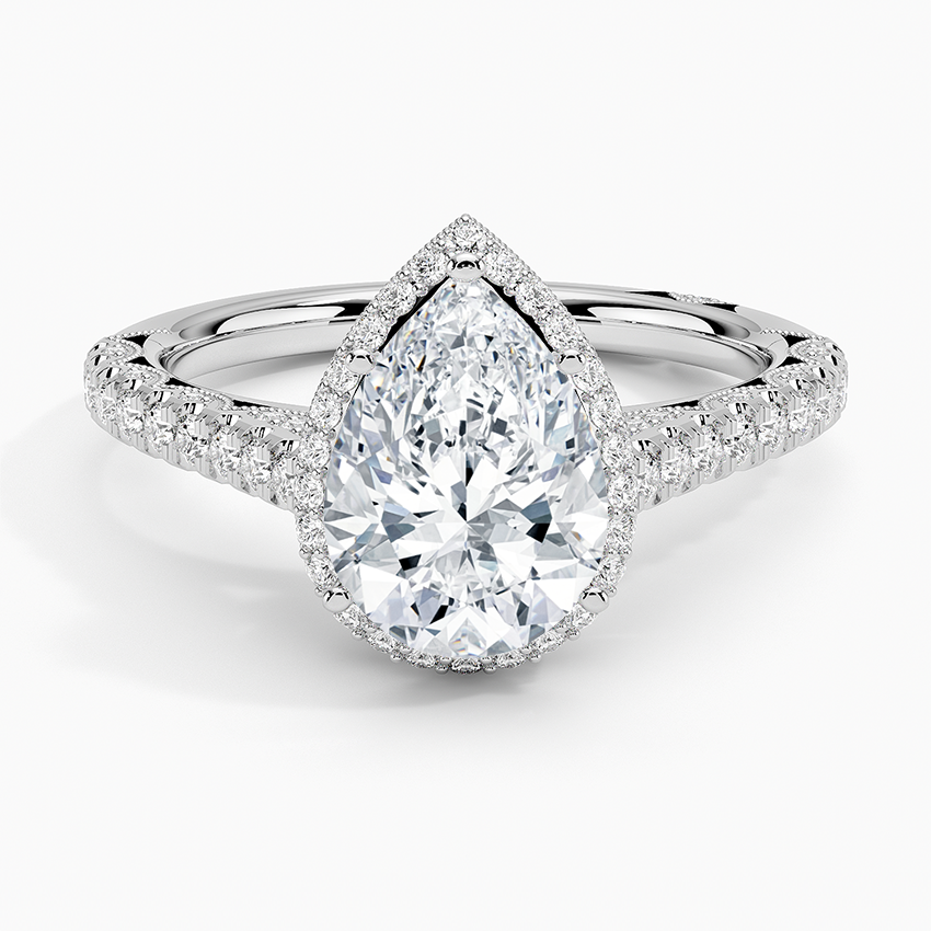 2.80 Karat Damla Halo Tasarım Tektaş Laboratuvar Pırlanta Yüzük 18K -Lumora - Bold Diamonds