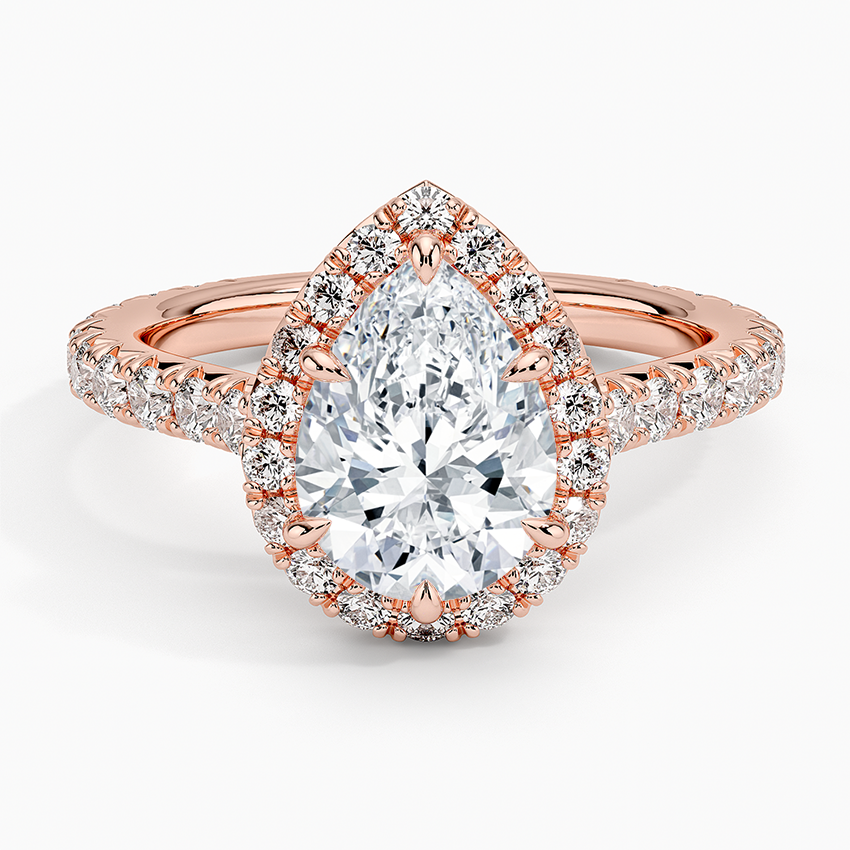 2.80 Karat Damla Halo Tasarım Tektaş Laboratuvar Pırlanta Yüzük 18k -Ornara - Bold Diamonds