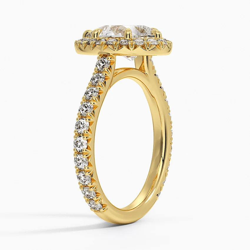 2.80 Karat Damla Halo Tasarım Tektaş Laboratuvar Pırlanta Yüzük 18k -Ornara - Bold Diamonds