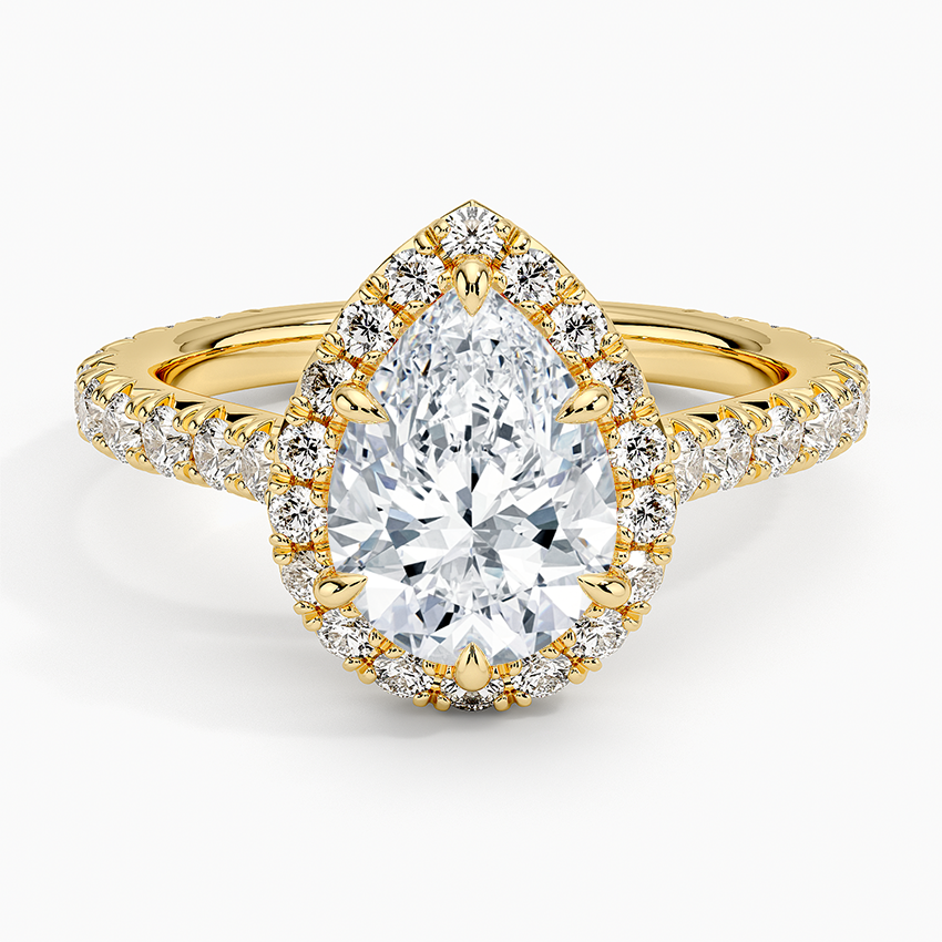 2.80 Karat Damla Halo Tasarım Tektaş Laboratuvar Pırlanta Yüzük 18k -Ornara - Bold Diamonds