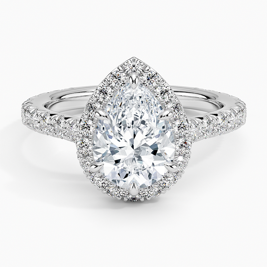 2.80 Karat Damla Halo Tasarım Tektaş Laboratuvar Pırlanta Yüzük 18k -Ornara - Bold Diamonds